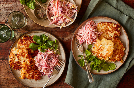 Make cauliflower cheese fritters