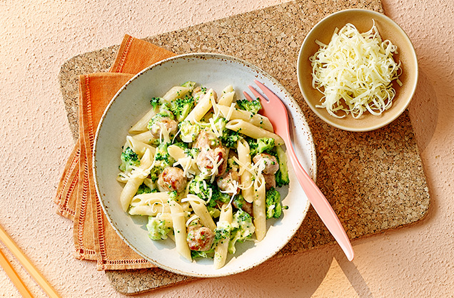 Monday: Creamy broccoli and sausage pasta