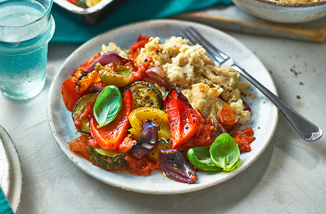Monday: Baked ratatouille with butterbean mash