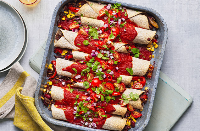 Tuesday: Bean and corn enchiladas