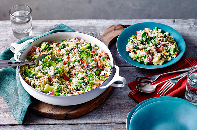 Friday: Broccoli, bacon and pea risotto