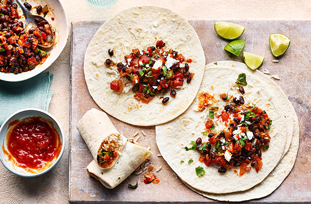 Wednesday: Butternut and black bean burritos