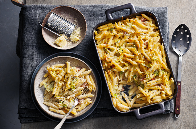 Tuesday: Carbonara pasta bake