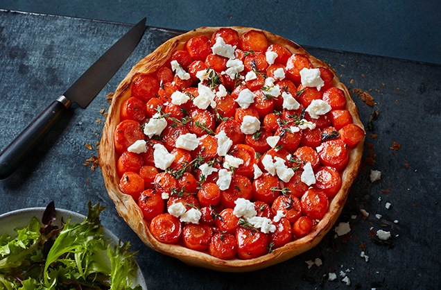 Upside down carrot tart