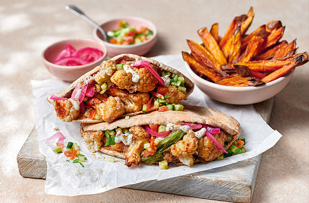 Wednesday: Cauliflower 'shawarma' pittas