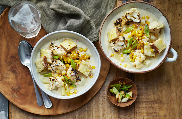 Wednesday: Charred cauliflower and corn chowder