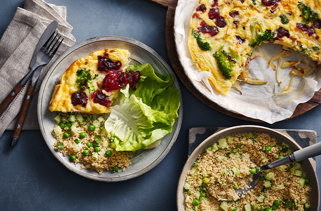 Thursday: Cheesy broccoli, bacon and cranberry frittata