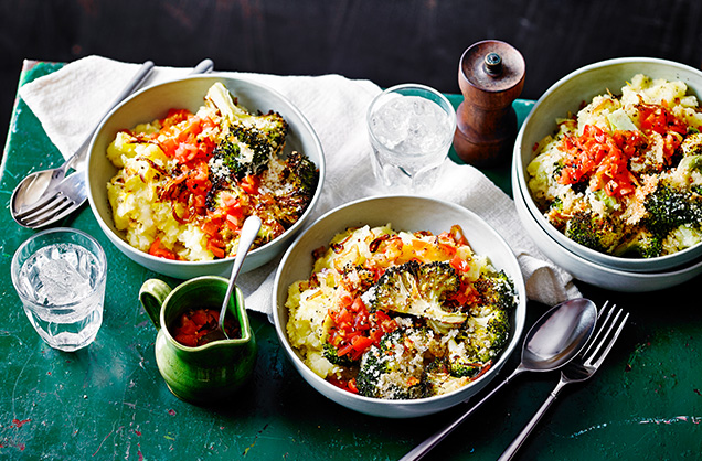 Monday: Cheesy roasted broccoli with lemony mash