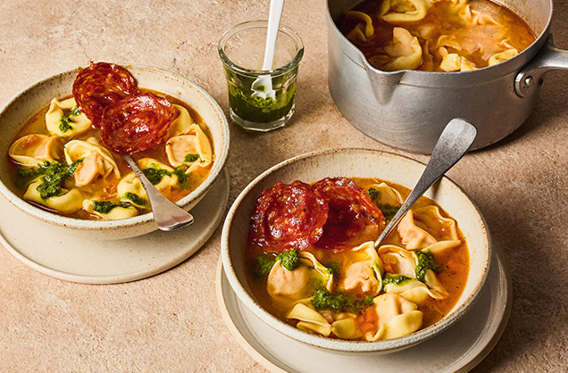Wednesday: Chicken and chorizo tortelloni soup