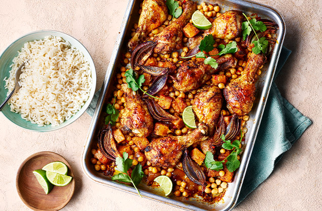 Tuesday: Chicken and mango chutney traybake