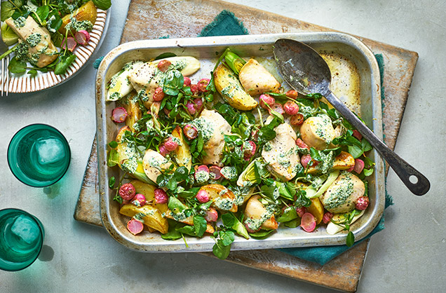 Tuesday: Lemon chicken and watercress traybake