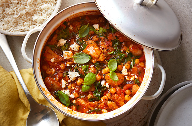 Monday: Chicken, tomato and chickpea stew