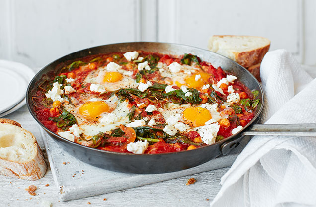 Thursday: Chickpea and spinach baked eggs