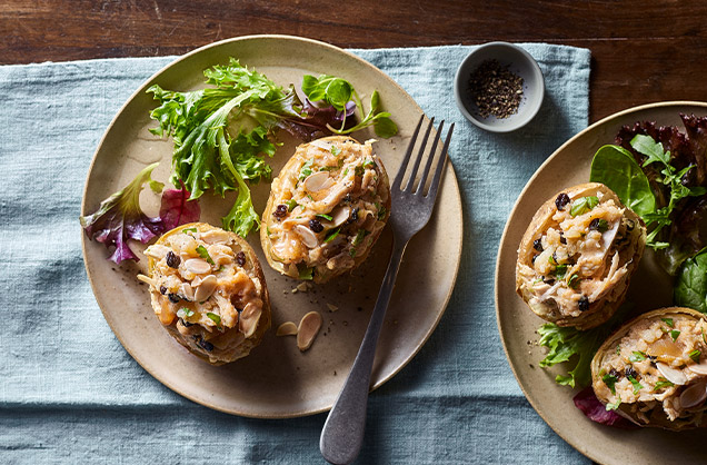 Coronation chicken stuffed potatoes