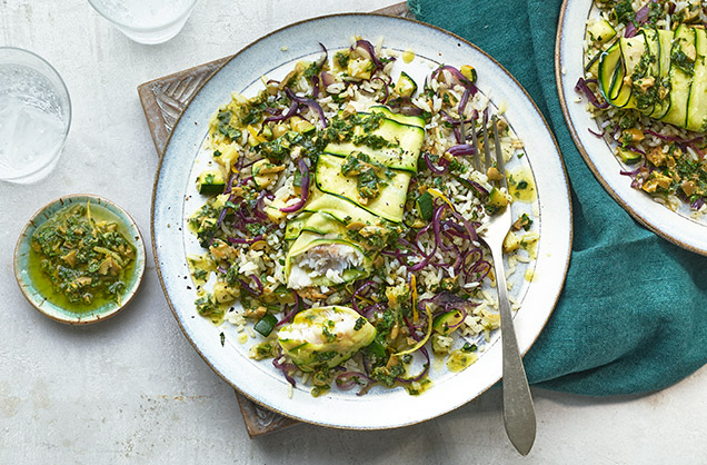 Wednesday: Courgette and fish pilaf