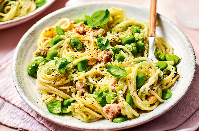 Thursday: Creamy broad bean and salon pasta