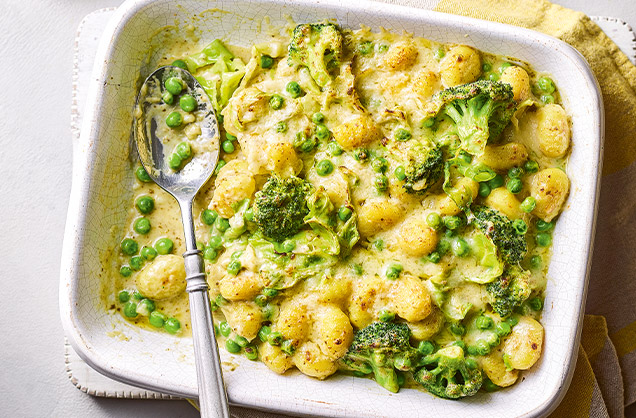 Crispy gnocchi, broccoli and cheese bake recipe