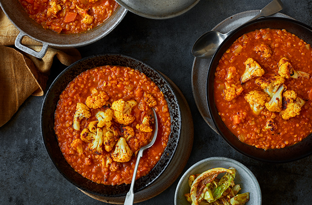 Monday: Red lentil and cauliflower dhal