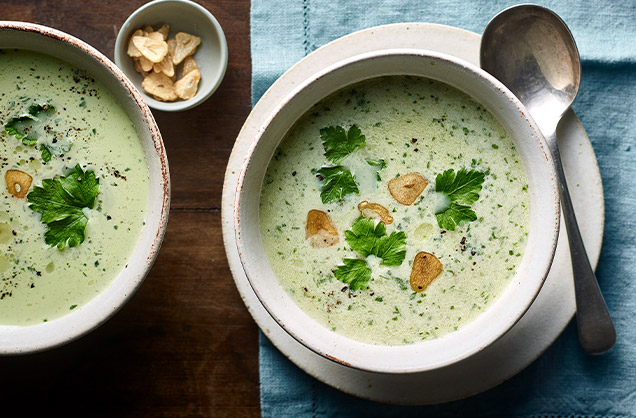 Garlic soup with homemade stock