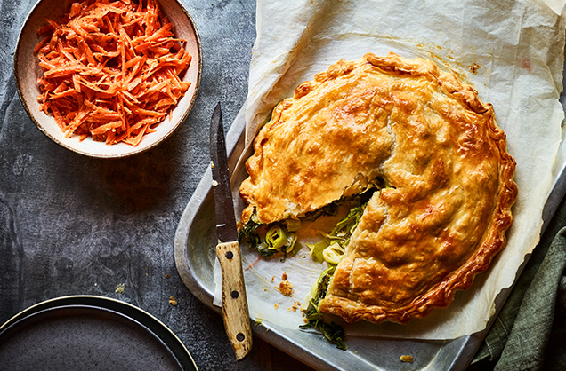 Giant cheesy leek pastry