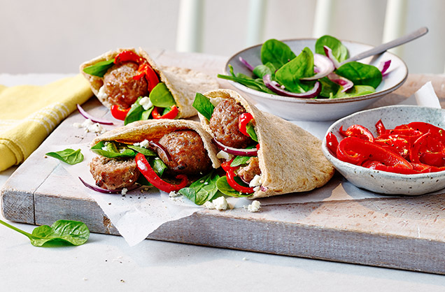 Monday: Greek-style meatball pittas