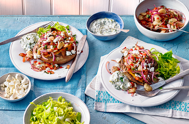 Greek stuffed sweet potatoes