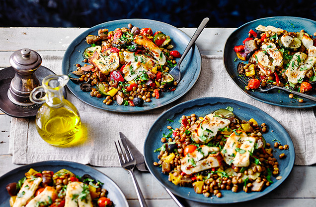 Thursday: Cheesy vegetable lentil traybake