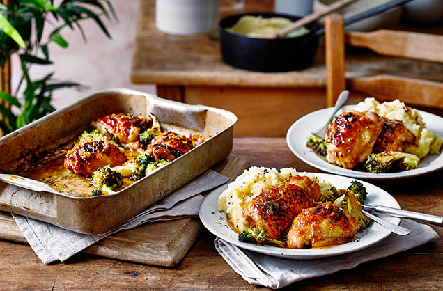 Thursday: Honey-lemon broccoli and chicken traybake