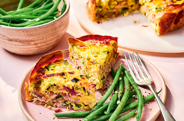 Wednesday: Leek and bacon tortilla quiche