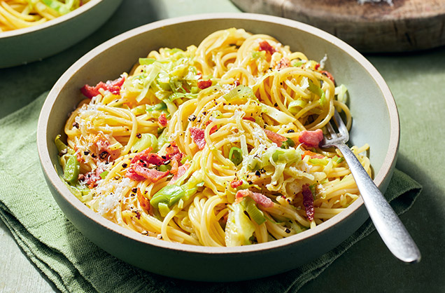 Thursday: Leek and bacon carbonara