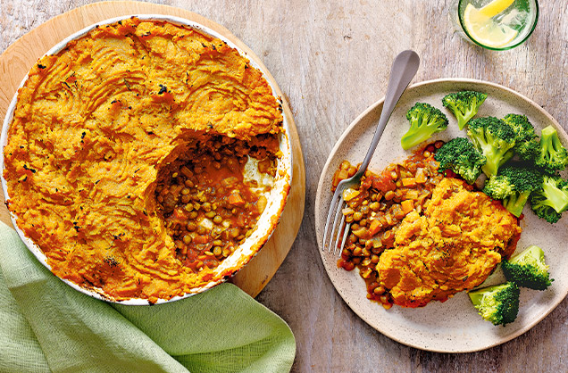 Friday: Lentil and sweet potato shepherd's pie