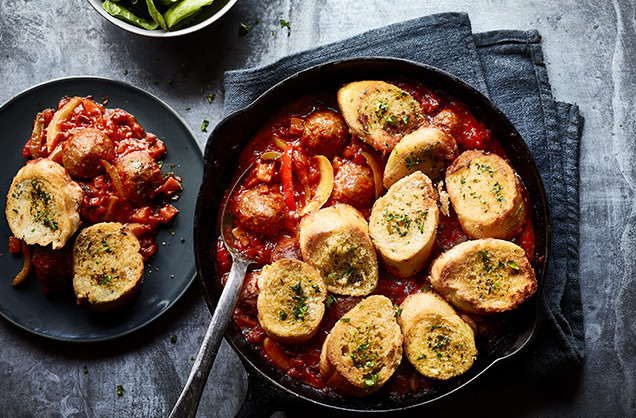 Friday: Meatballs and garlic bread bake 
