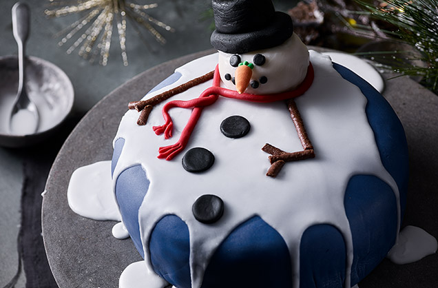 Melted snowman cake