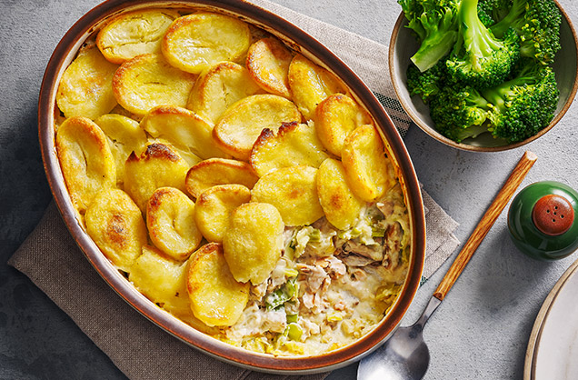 Roast potato-topped fish pie