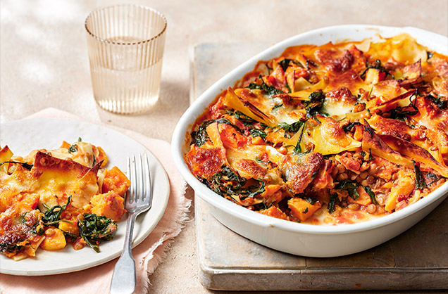 Friday: Roasted sweet potato and spinach 'broken lasagne'