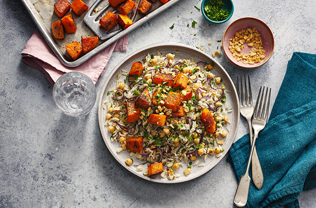 Tuesday: Roasted squash and chickpea pilaf