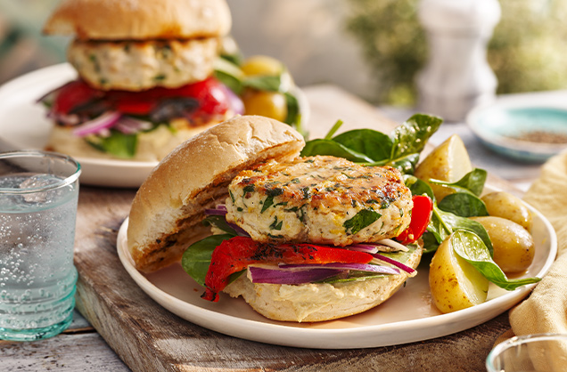 Wednesday: Pepper, houmous and turkey burgers