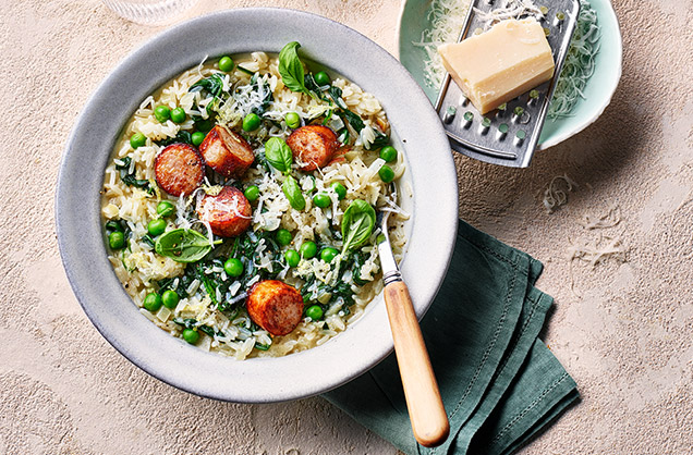 Friday: Sausage and pea risotto