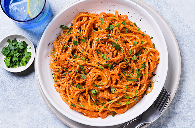 Thursday: Spaghetti with romesco sauce