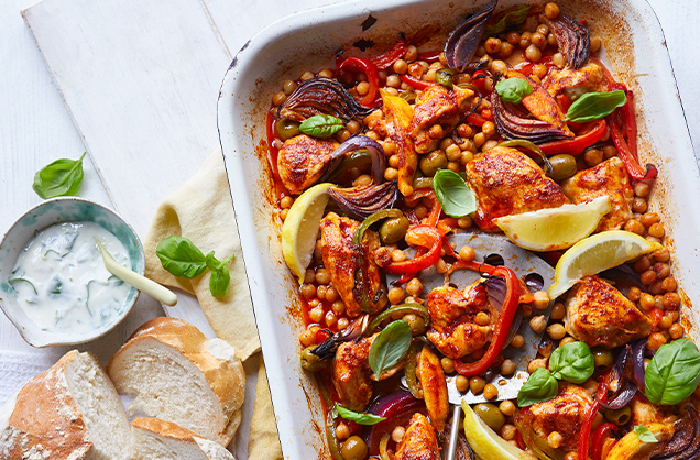 Wednesday: Chicken, chickpea and pepper traybake
