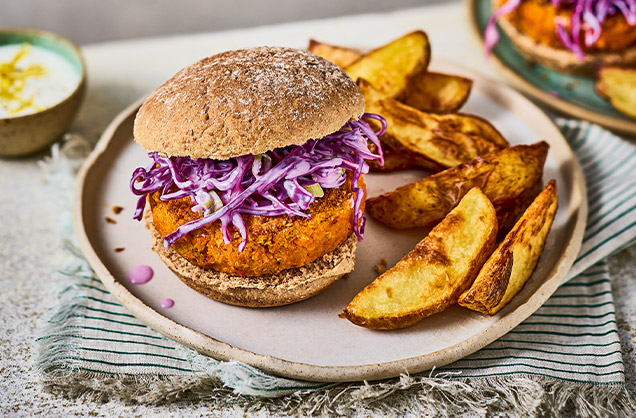 Friday: Spiced carrot falafel burgers