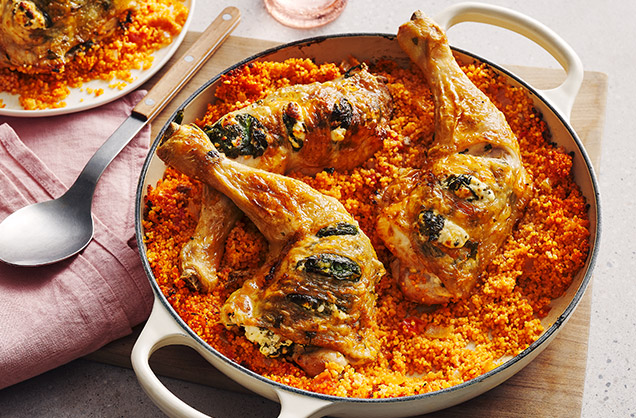 Spinach and feta chicken couscous