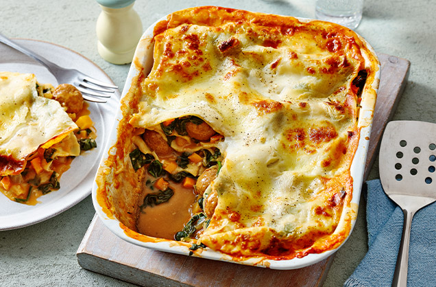 Spinach and meatball lasagne