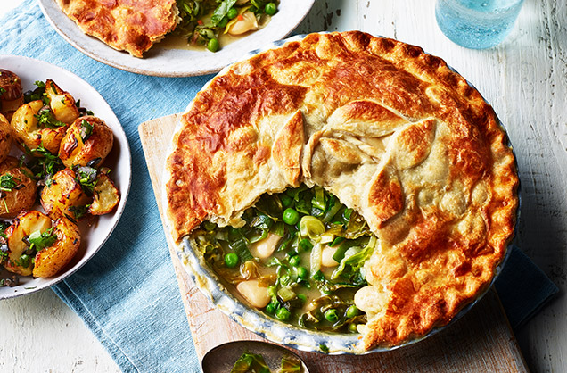 Wednesday: Spring greens and butter bean pot pie