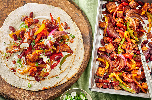 Wednesday: Sweet potato and fajita traybake