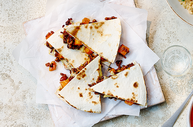 Sweet potato and beef quesadillas