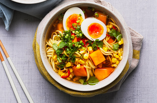 Monday: Sweetcorn, squash and spring onion ramen
