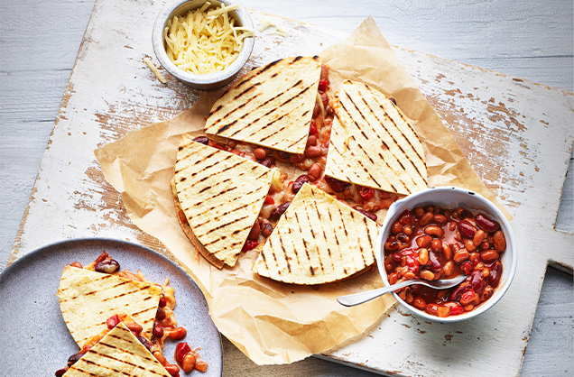 Taco bean quesadillas