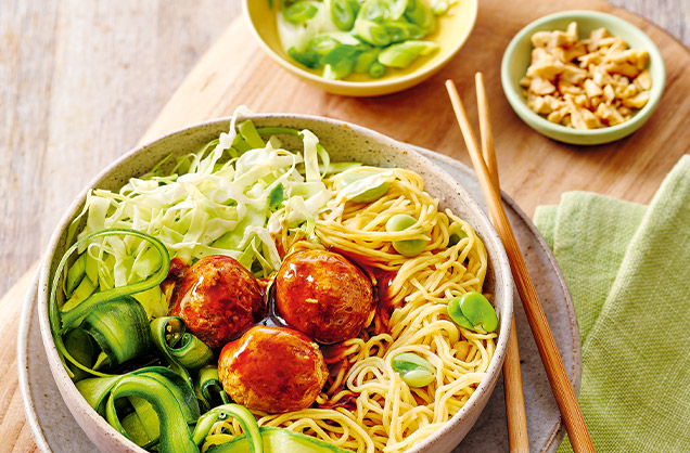 Monday: Teriyaki meatball noodles