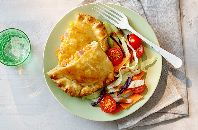 Tuesday: Sweetcorn, ham and carrot pasties 